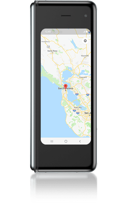 Folded phone showing maps